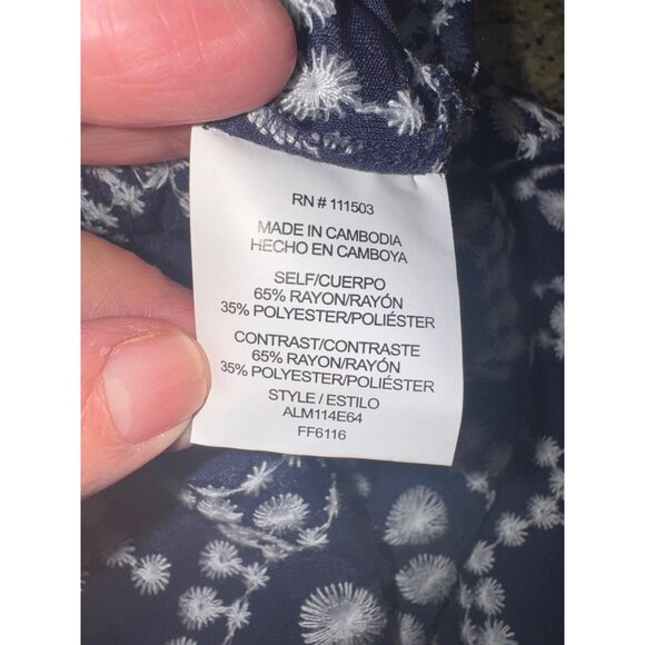 Fig + Flower Boho Embroidered Womens Blue & White Button-Up Shirt L Prairie - Picture 6 of 10